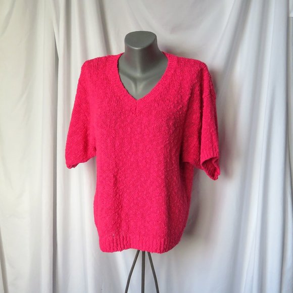 Vintage Slub Knit Short Sleeve Sweater 1980s - Picture 4 of 9
